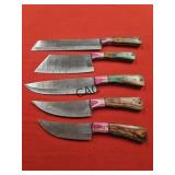 Set of 5 NEW Damascus Knives