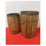 Lot of 2 Decorative Wooden Barrels