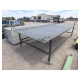 6'X13' Rolling Metal Framed Work Table w/Wood Top