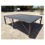 8'X10' Rolling Metal Framed Work Table w/Wood Top