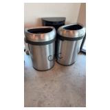 Lot of 3 Assorted Metal Trash Receptacles