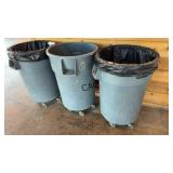 Lot of 3 U-Line Rolling Commercial Trash Cans
