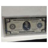 1914 $20 Federal Reserve "Horseblanket" Blue Seal