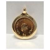 Paris France 24K 5 Gram Gold Pendant