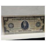 1914 $10 Federal Reserve "Horseblanket" Blue Seal