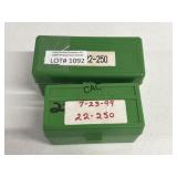 110rds Assorted 22-250Rem Reloaded Ammo in Cases