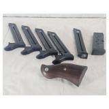Lot of 6 Ruger Mags and Set of Grips