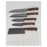 NEW Damascus 5pc Knife Set