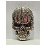 10oz Silver American Antiqued Skull