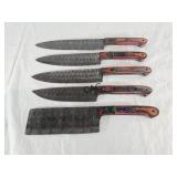 NEW Damascus 5pc Knife Set
