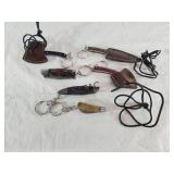 Lot of 6 NEW Damascus Keychain Knives