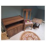 Chair, end table and cabinet