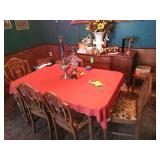 Dining room table chairs and cabinet