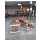3 wooden tables & Contents