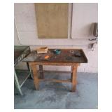 2 wooden table & contents