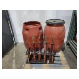 2 plastic barrels