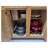 Contents of lower cabinets and drawers
