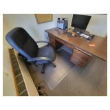 Wood desk and 2 chairs