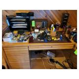 Desk contents, left side