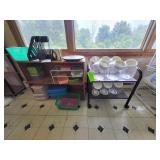 Two stands and containers