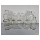 NINE General Milk Bottles 1/2 Gallon, Quart & Pint