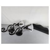 2 Metal Sconce Candle Holders & Wall Shelf