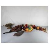 Fall Dï¿½cor-Bowl w/ Fruit Leaf platters Swag