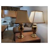 Pair Brass Lamps