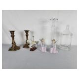Group: Candlesticks, Angels Candy Jar Vase