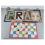Handmade Pray wall hanging & quilted table runner