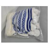 Blue/White Knit Pom Pom Blanket NEW 51 x 63 $55