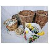 Bushel baskets & tote full of wrapping fabric