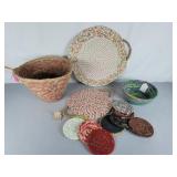 Handmade wrapped coasters, bowls, trivets