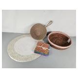 Handmade wrapped charger, bowls & dish clothes