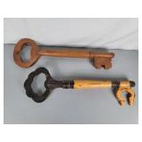 TWO large wood keys for wall hanging