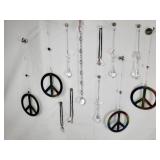 Sun catchers peace signs, teardrops, crystal ball