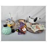 Dog scarves, wood signage, trays