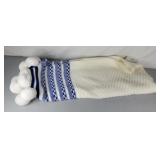 Blue & White pompom blanket