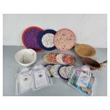 Handmade wrapped trivets, coasters, bowls