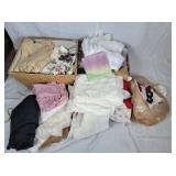 Craft fabrics, burlap, lace, table clothes