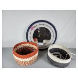 Fabric Wrapped Bowls 10" & Mirror 16"