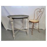 Ice Cream Parol Chair & Rd Metal Tray on Stand
