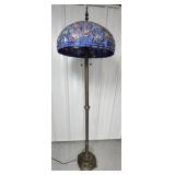Tiffany style floor lamp peacock motif shade