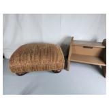 Wood Step & Upholstered Footstool 19x15 Step 12x14