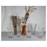 Bud Vases-Cotton Cattails w/ wood slatted crate