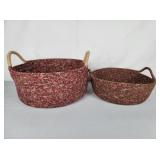TWO Fabric wrapped bowls 11" and 8.5"