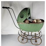 South Bend doll baby buggy & Sola wood flowers
