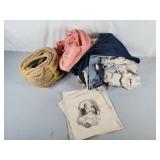 Work aprons, rope, decoupaged canvas