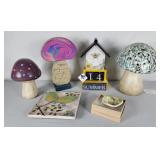 Mushroom dï¿½cor, perpetual calendar, clay tile