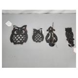 Cast Iron Trivets Owls and bill Holder